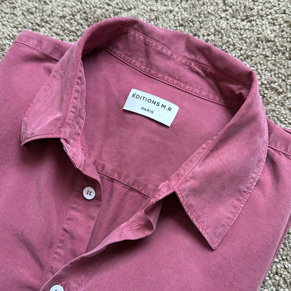 Editions M.R Tencel Collared Muted Red Button Down Long Sleeve Shirt - Picture 1 of 8